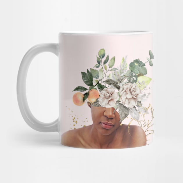 Floral Black Girl Bust with Gold Splatters by The Lily and The Lark